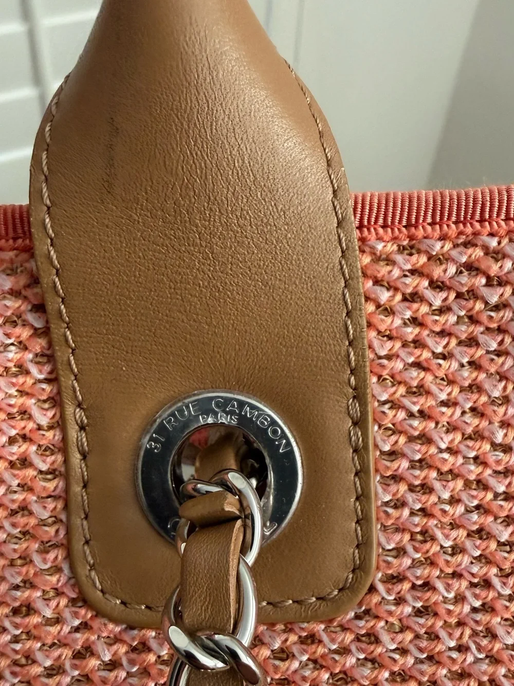 Chanel Pink Raffia Large Shopping Tote - Picture 3 of 11